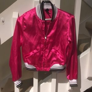 Pink satin baseball jacket, Urban dance brand.